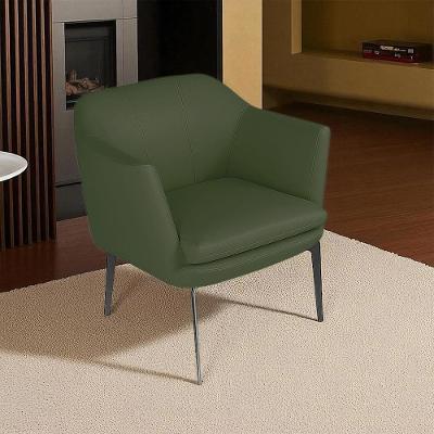 Poltrona Decorativa Rosalie G34 Couro Verde com Pés em Ferro para Sala de Estar Gran Belo