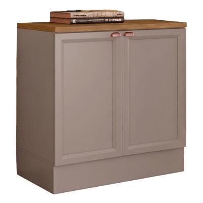Balcão para Cozinha 12524 2 Portas sem Gavetas MDF MDP 80cm Gris Carvalho Oak Poliman Móveis