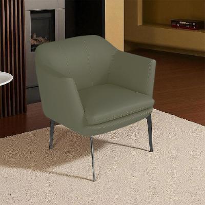 Poltrona Decorativa Rosalie G34 Couro Musgo com Pés em Ferro Gran Belo