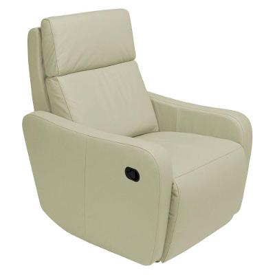 Poltrona Decorativa Reclinável Manual Moroni Couro Off White G43 Gran Belo