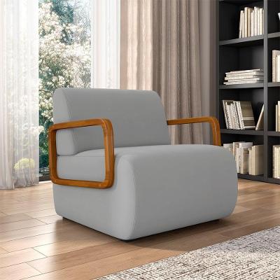 Poltrona Decorativa Odessa Sala de Estar Veludo Cinza Claro G33 Gran Belo