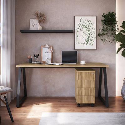 Mesa Escrivaninha com Gaveteiro Idea A03 Industrial 4 Gavetas MDF-MDP 160cm Preto Lyam Decor