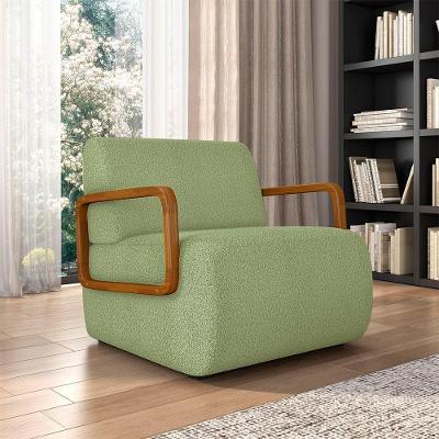 Poltrona Decorativa Odessa G33 Sala de Estar Bouclê Verde Oliva com Pés Palito Gran Belo