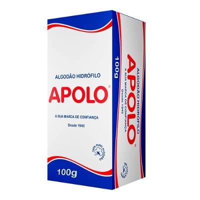 Algodão Hidrófilo Apollo Apolo 100g para Cuidados com a Pele Super Macio e Absorvente 100g