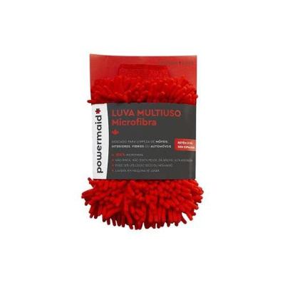Luva de Limpeza Microfibra Chenile Vermelho para Superfícies e Carros Powermaid