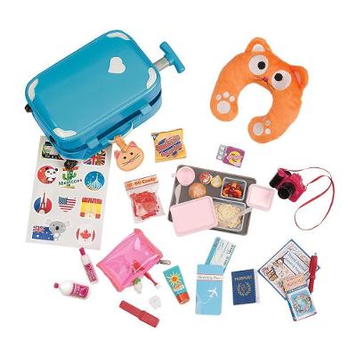Acessório para Boneca Kit de Viagem com Mala de Rodinhas Azul Candide