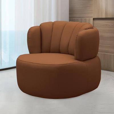 Poltrona Decorativa Mariele G88 Sala de Estar Couro Conhaque com Base Giratória Gran Belo