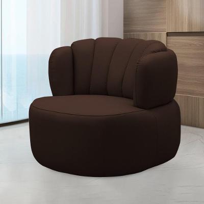 Poltrona Decorativa Mariele G88 Base Giratória em Aço Couro Marrom Chocolate Gran Belo
