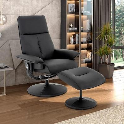 Poltrona de Massagem Reclinável Giratória Arizona Pu G56 com Apoio de Pés Cinza Gran Belo