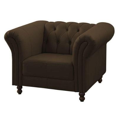 Poltrona Decorativa Maggiore Couro Conhaque G58 em Couro Marrom Gran Belo