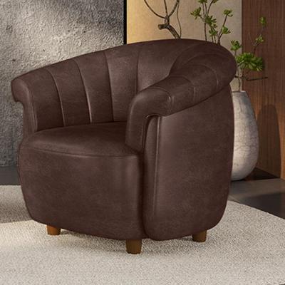 Poltrona Decorativa Latvia G45 Corino com Espuma D26 Marrom Manchado Gran Belo