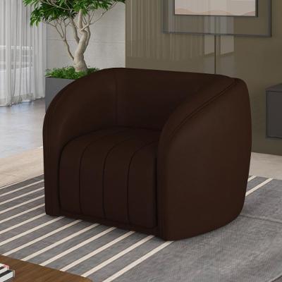 Poltrona Decorativa Adam G45 Sala de Estar Couro Sintético Marrom Gran Belo