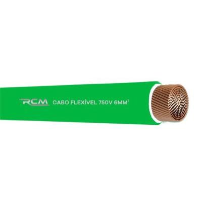 Fio Cabo Flexível 750V 6mm Verde para Ligações de Equipamentos Eletroeletrônicos RCM Cabos Elétricos