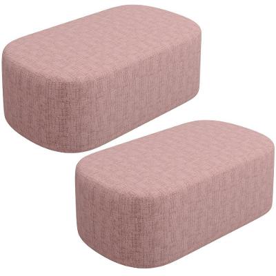 Kit 2 Puffs Decorativo Orgânico Doha W01 Retangular Linho Rosa Lyam Decor