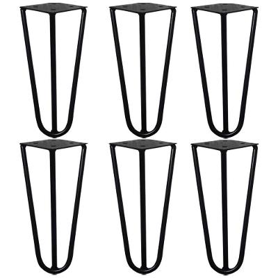 Kit 6 Pés Palito Hairpin Legs G41 Metal 15cm Preto para Mesas de Centro Gran Belo