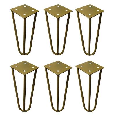 Kit 6 Pés Palito G41 de Metal 15cm Dourado para Mesa de Centro Puff e Aparador Gran Belo