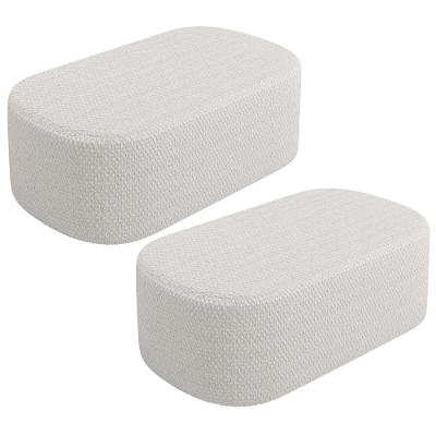 Kit 2 Puffs Decorativos Doha W01 Orgânico Bouclê Cru para Sala e Quarto Lyam Decor