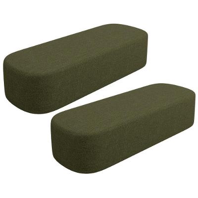 Kit 2 Puffs Decorativo Doha W01 Orgânico Assento Espuma Linho Verde para Quarto Lyam Decor