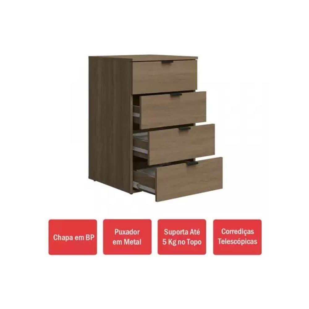 Gaveteiro p/ Escritório Frame F204 c/ 4 Gavetas Munique - Kappesberg - 3