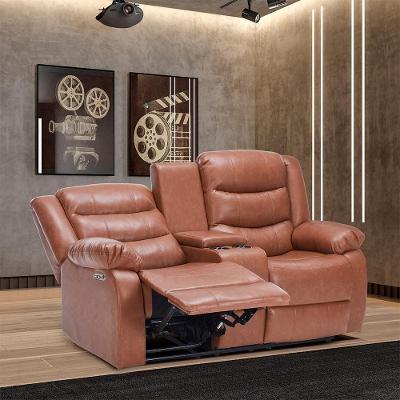 Poltrona Reclinável Elétrica Hollywood 2 Lugares com Massagem Aquecimento Pu Caramelo Gran Belo