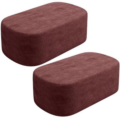 Kit 2 Puffs Decorativo Doha W01 Orgânico Retangular Linho Bordô Lyam Decor