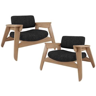 Kit 2 Poltronas Living Concept L02 para Sala em Linho com Pés Palito Lyam Decor