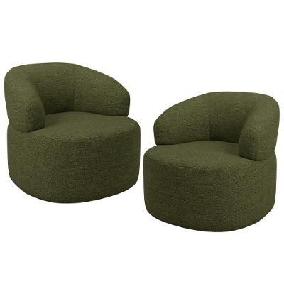 Kit 2 Poltronas Giratórias Helena L02 para Sala de Estar Linho Verde Lyam Decor
