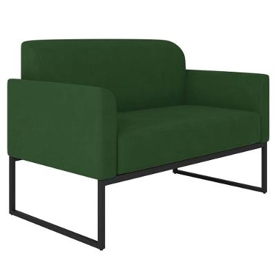 Poltrona Namoradeira Isabella Decorativa Suede Verde Preto Estrutura Madeira Gran Belo
