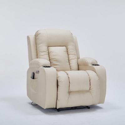 Poltrona Reclinável Elétrica Austin G94 com Massagem Aquecimento Pu Bege Gran Belo