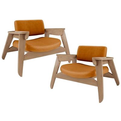 Kit 2 Poltronas Decorativa Concept L02 para Sala em Corino Whisky Lyam Decor