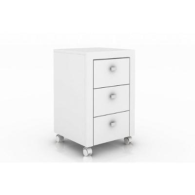Gaveteiro P/ Escritório Me4108 C/ 3 Gavetas E Rodízios Branco - Tecno Mobili