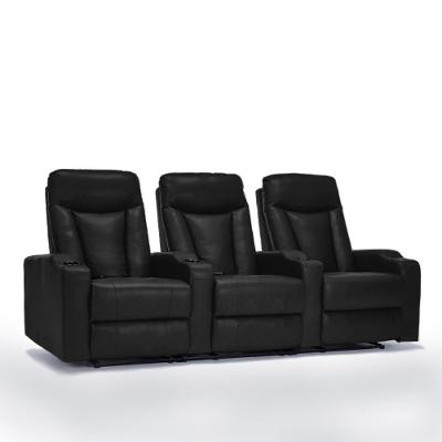 Poltrona 3 Lugares Califórnia G94 Reclinável Manual Pu Preto com Porta Copos Gran Belo
