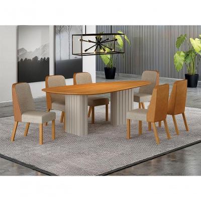 Conjunto de Jantar Iza 6 Lugares Tampo em MDF com Cadeiras Terracota Mesa 200x100cm Arbo