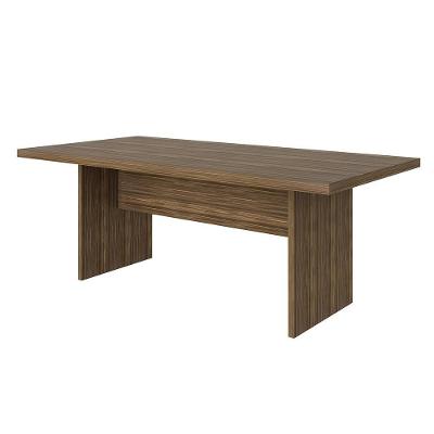 Mesa de Reunião Retangular Me4119 MDP 200cm Nogal G69 para Escritório Gran Belo