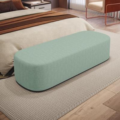 Puff Decorativo Orgânico Doha W01 Retangular em Linho Verde Menta Lyam Decor