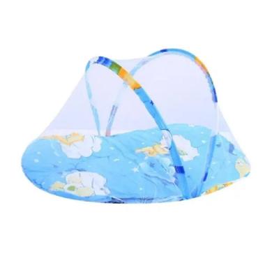 Berço Mosquiteiro Portátil para Bebê com Colchonete e Travesseiro Fofo Azul