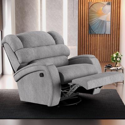 Poltrona Reclinável Kylie Glider Manual Linho Cinza para Sala de Estar Gran Belo