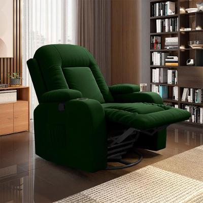 Poltrona Reclinável Giratória Crihs Manual Glider Veludo Confortável Verde Esmeralda Gran Belo