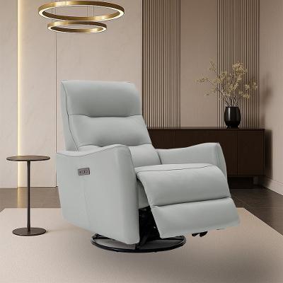 Poltrona Reclinável Elétrica Plaza G43 Couro com Usb e Usb C Cinza Claro Gran Belo