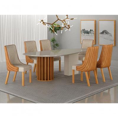 Conjunto de Jantar Pilar Vdo 6 Lugares Tampo em MDF com Vidro Terracota Arbo