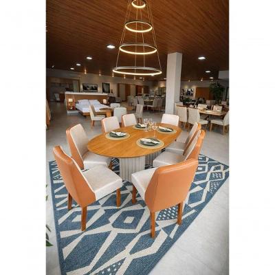 Conjunto de Jantar Iza 8 Lugares Tampo em MDF com Cadeiras Estofadas Terracota Arbo