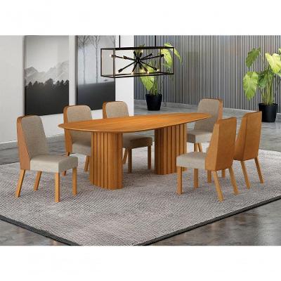 Conjunto de Jantar Iza 6 Lugares Tampo em MDF com Cadeiras Terracota Mesa 180x90 Arbo