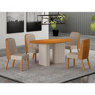 Conjunto de Jantar Iza 4 Lugares Tampo em MDF com Cadeiras Terracota 135x90cm Arbo