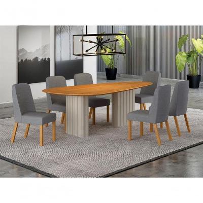 Conjunto de Jantar Iza 6 Lugares Tampo em MDF 180x90cm com Cadeiras Estofadas Arbo