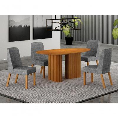 Conjunto de Jantar Iza 6 Lugares Tampo em MDF 135x90cm com Cadeiras Estofadas Arbo