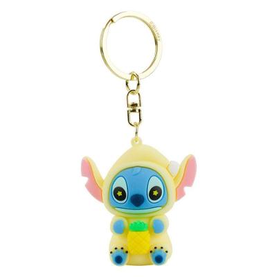 Chaveiro Disney Stitch DYG002-ST8-D em Silicone 5,5cm Amarelo com Corrente Dourada