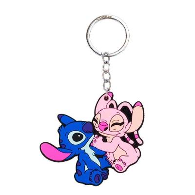 Chaveiro Disney Stitch Apaixonado Angel Casal Silicone 7cm Azul para Presentear Fãs