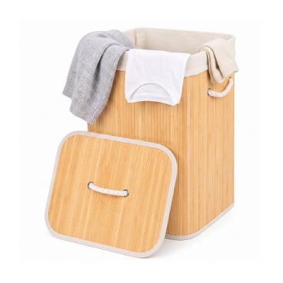 Cesto de Bambu com Alças e Tampa 70L Organizador para Lavanderia e Quarto Branco Lehaví
