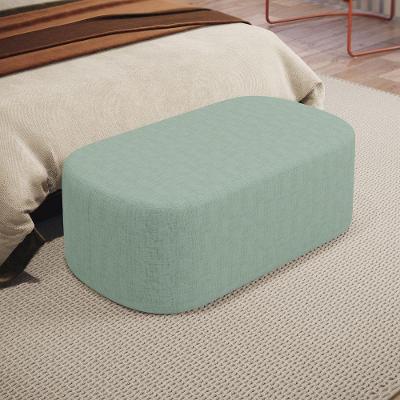 Puff Decorativo Orgânico Doha W01 Retangular Revestimento Linho Verde Menta Lyam Decor