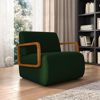 Poltrona Decorativa Odessa para Sala de Estar Veludo Verde G33 Gran Belo
